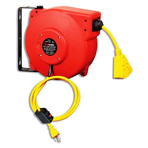 ReelWorks Extension Cord Reel Retractable 14AWG x 40' Foot 3C/SJT